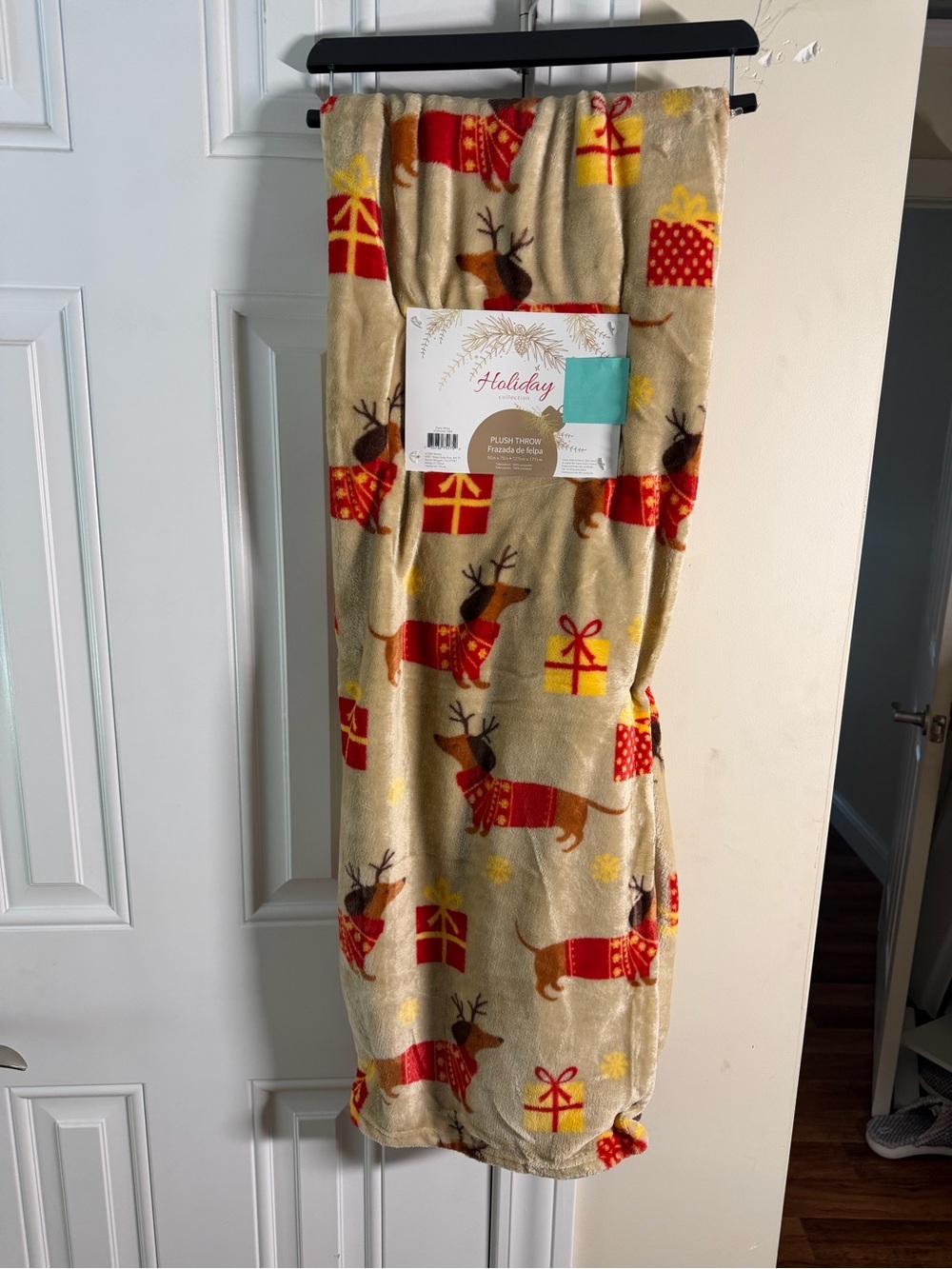 New Release Holiday Collection Christmas Blanket with Reindeer Dachshunds